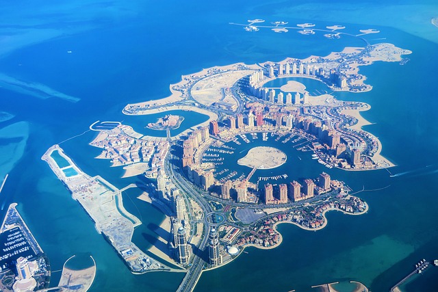artificial islands, qatar, doha, panorama, architectural, city, buildings, sea, island, nature, urban, building, modern, trip