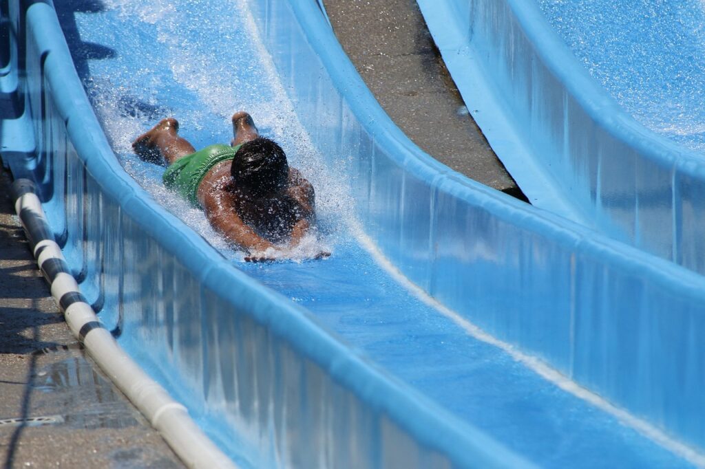 blue, pool, slide, nature, vacation, rest, water, tourism, summer